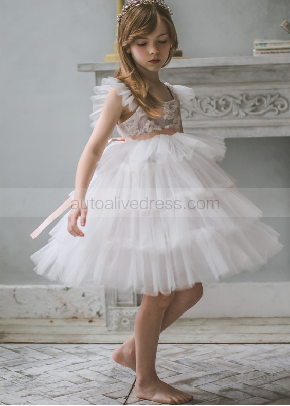 Sweet Ivory Airy Tulle Flower Girl Dress